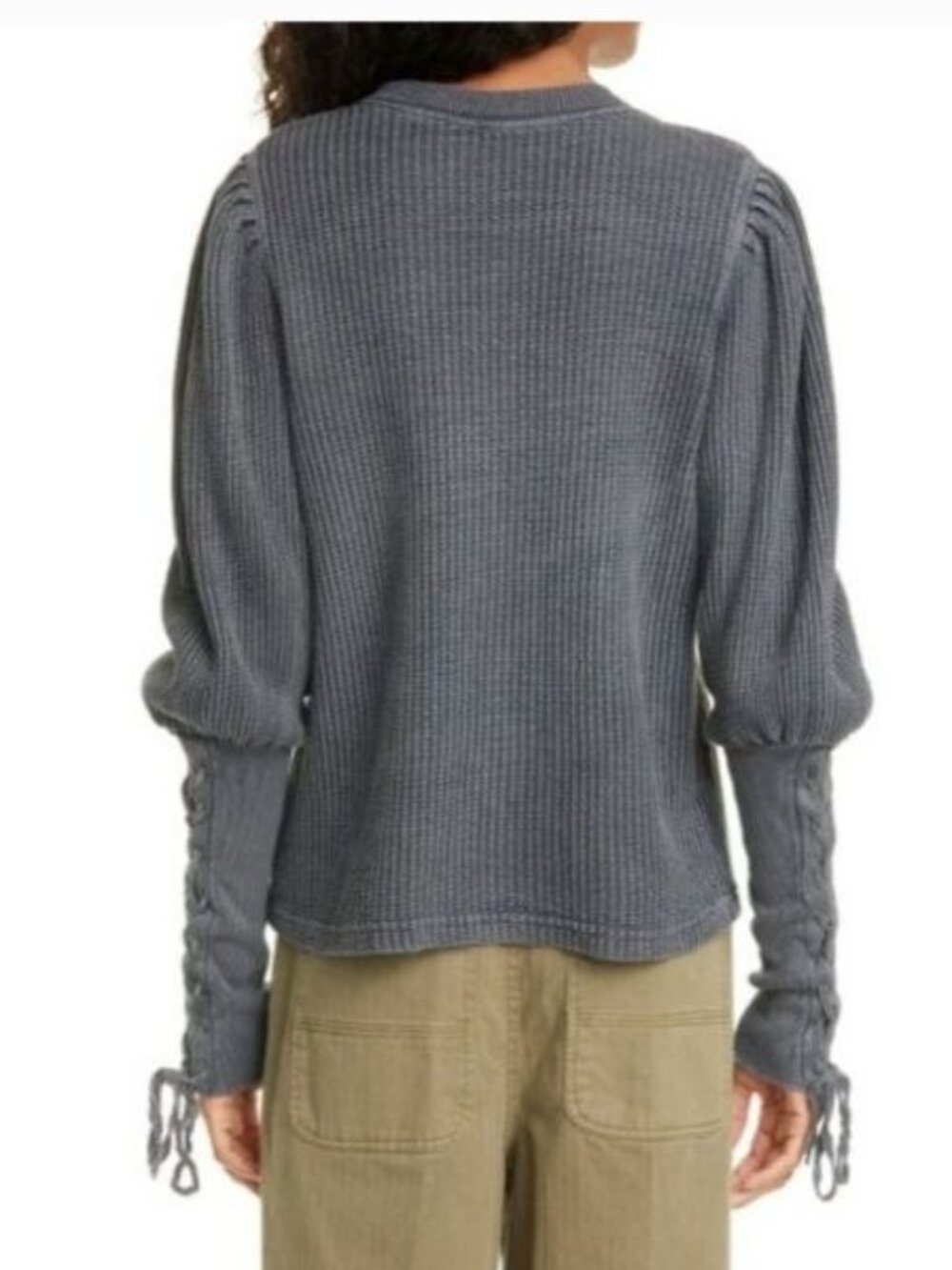 $68 Free People Tasha Thermal Shirt Light Charcoal Size XS - Picture 2 of 7
